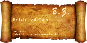 Bricht Zádor névjegykártya